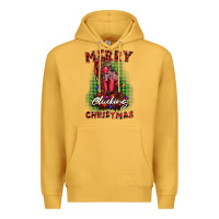 Mustard merry clucking christmas rooster Premium Hoodie - BarkalooDesign