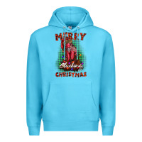 Ocean Blue merry clucking christmas rooster Premium Hoodie - BarkalooDesign
