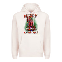 Pale Pink merry clucking christmas rooster Premium Hoodie - BarkalooDesign