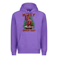 Purple merry clucking christmas rooster Premium Hoodie - BarkalooDesign