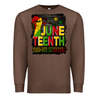 Chestnut juneteenth fist free ish since 1865 with background Premium Sweatshirt - HRA Design Shop