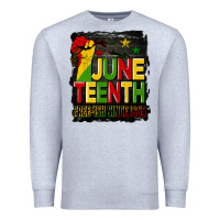 Heather Grey juneteenth fist free ish since 1865 with background Premium Sweatshirt - HRA Design Shop