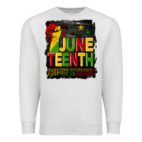Oatmeal Heather juneteenth fist free ish since 1865 with background Premium Sweatshirt - HRA Design Shop