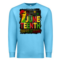 Ocean Blue juneteenth fist free ish since 1865 with background Premium Sweatshirt - HRA Design Shop