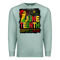 Seafoam juneteenth fist free ish since 1865 with background Premium Sweatshirt - HRA Design Shop