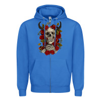 True Royal Bull Human Skull With Roses Zipper Hoodie - RanaPortraitStore