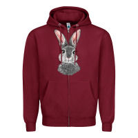 Burgundy Bunny Face Zipper Hoodie - RanaPortraitStore