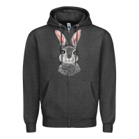 Charcoal Heather Bunny Face Zipper Hoodie - RanaPortraitStore