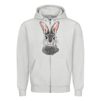 Dove Grey Bunny Face Zipper Hoodie - RanaPortraitStore