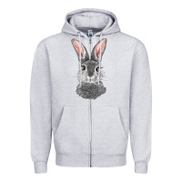Heather Grey Bunny Face Zipper Hoodie - RanaPortraitStore