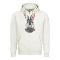 Oatmeal Heather Bunny Face Zipper Hoodie - RanaPortraitStore