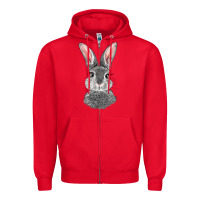 Red Bunny Face Zipper Hoodie - RanaPortraitStore