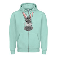 Seafoam Bunny Face Zipper Hoodie - RanaPortraitStore