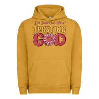 Pigment Peanut Butter i’m just out here trusting god Urban Hoodie - MaliasSmallBusiness