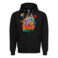 Black pride rainbow cupcake Zipper Hoodie - texasbilliewilder