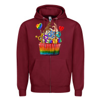 Burgundy pride rainbow cupcake Zipper Hoodie - texasbilliewilder