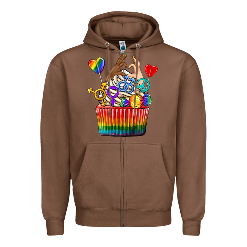 Pride Rainbow Cupcake Zipper Hoodie by texasbilliewilder | Teevron