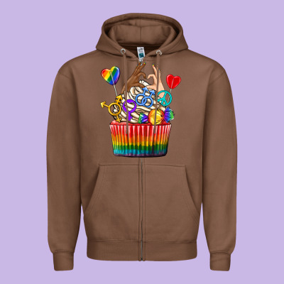 Zipper Hoodie pride rainbow cupcake