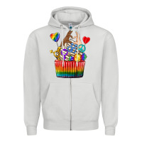 Dove Grey pride rainbow cupcake Zipper Hoodie - texasbilliewilder