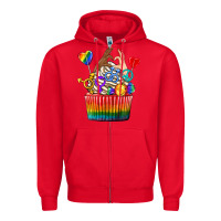 Red pride rainbow cupcake Zipper Hoodie - texasbilliewilder