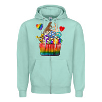 Seafoam pride rainbow cupcake Zipper Hoodie - texasbilliewilder