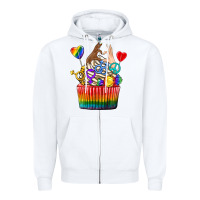 White pride rainbow cupcake Zipper Hoodie - texasbilliewilder