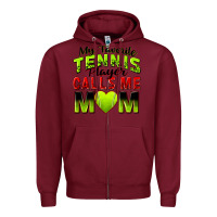 Burgundy my favorite tennis player calls me mom Zipper Hoodie - Zillion Design Studio