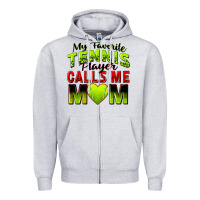 Heather Grey my favorite tennis player calls me mom Zipper Hoodie - Zillion Design Studio