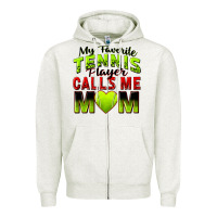 Oatmeal Heather my favorite tennis player calls me mom Zipper Hoodie - Zillion Design Studio