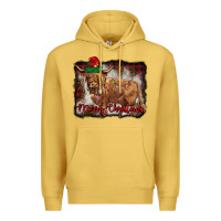 Antique Gold merry christmas highland cow Premium Hoodie - BarkalooDesign