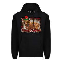 Black merry christmas highland cow Premium Hoodie - BarkalooDesign