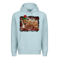 Blue Mist merry christmas highland cow Premium Hoodie - BarkalooDesign