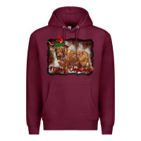 Burgundy merry christmas highland cow Premium Hoodie - BarkalooDesign