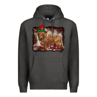 Charcoal Heather merry christmas highland cow Premium Hoodie - BarkalooDesign