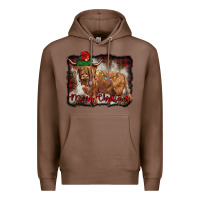 Chestnut merry christmas highland cow Premium Hoodie - BarkalooDesign