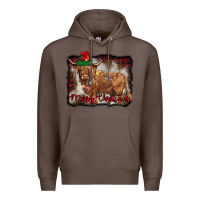 Coffee merry christmas highland cow Premium Hoodie - BarkalooDesign