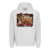 Dove Grey merry christmas highland cow Premium Hoodie - BarkalooDesign