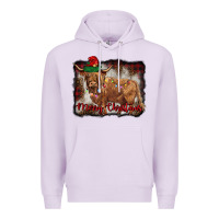 Lilac merry christmas highland cow Premium Hoodie - BarkalooDesign
