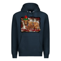 Navy merry christmas highland cow Premium Hoodie - BarkalooDesign