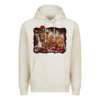 Oatmeal Heather merry christmas highland cow Premium Hoodie - BarkalooDesign