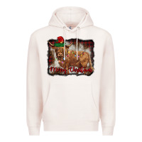Pale Pink merry christmas highland cow Premium Hoodie - BarkalooDesign
