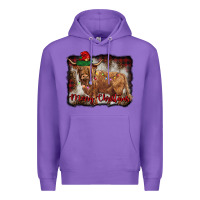 Purple merry christmas highland cow Premium Hoodie - BarkalooDesign