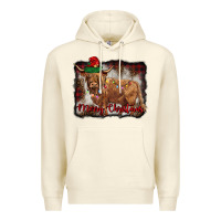 Sandshell merry christmas highland cow Premium Hoodie - BarkalooDesign