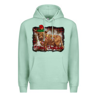 Seafoam merry christmas highland cow Premium Hoodie - BarkalooDesign
