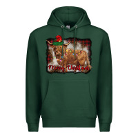 Sports Green merry christmas highland cow Premium Hoodie - BarkalooDesign
