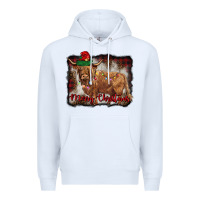 White merry christmas highland cow Premium Hoodie - BarkalooDesign