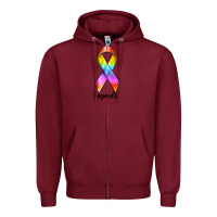 Burgundy pride ribbon Zipper Hoodie - texasbilliewilder