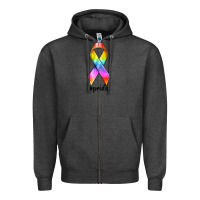 Charcoal Heather pride ribbon Zipper Hoodie - texasbilliewilder