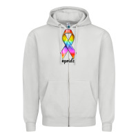 Dove Grey pride ribbon Zipper Hoodie - texasbilliewilder