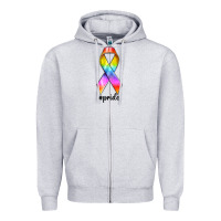 Heather Grey pride ribbon Zipper Hoodie - texasbilliewilder